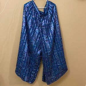 80’s blue and purple, wide leg pants. Size 2XL
